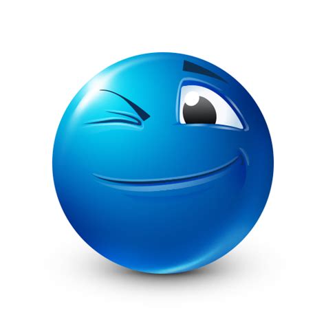 Wink Emoticon Blue Emoji Smiley Emoji