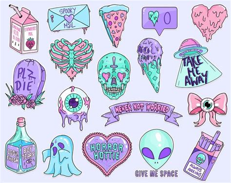 18 Pastel Goth Elements Pastel Goth Clipart Pack Etsy Pastel Goth