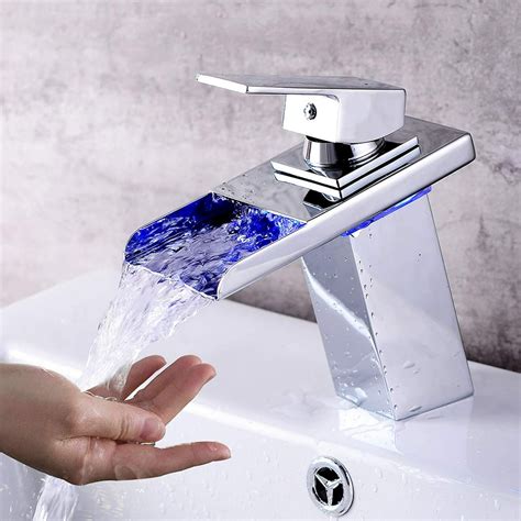 Waterfall Bathroom Faucet Led Waterfall Tub Faucet 3 Colors Change
