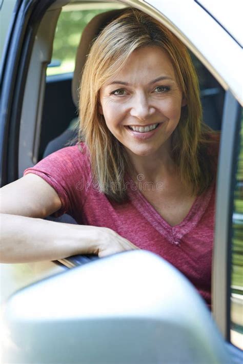 Portrait Of Mature Woman Driving Car Stock Image Image Of Fifties