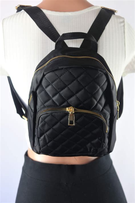 Quilted Backpack Black White Quilted Crossbody Purse Bag
