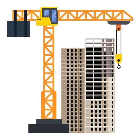 Construction Building Tower Crane Stock Vector Illustration Of