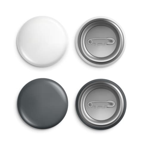 Premium Vector Round Badges White Plastic Badge Isolated Buttons