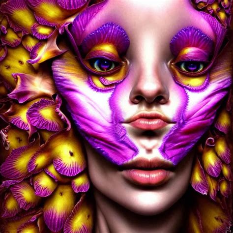 Psychedelic Face Made Of Orchid Diffuse Lighting Stable Diffusion Openart