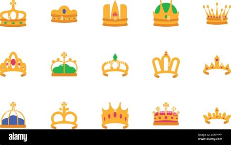 Crowns Icon Set Design Royal King Queen Luxury Jewelry Kingdom