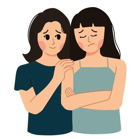 Friend Comforting Sad Girl Feeling Empathy Illustration 23168963 Vector