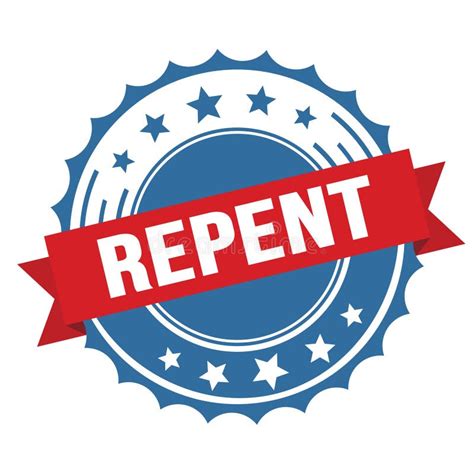 Repent Text On Red Blue Ribbon Stamp Stock Illustration Illustration