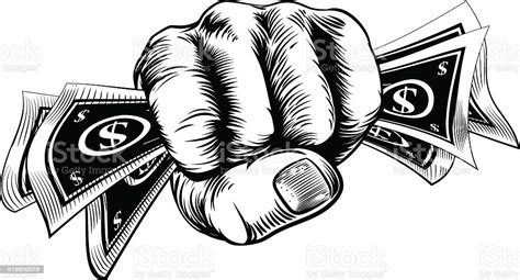 Finance and money hand drown set. Cash Money Fist Hand stock vector art 519920078 | iStock