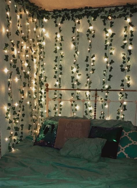Vines And Twinkle Lights Fairy Lights Bedroom Room Makeover Bedroom