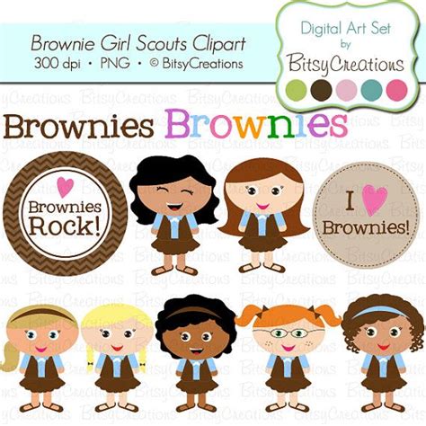 On Sale Brownie Girl Scouts Digital Art Set By Bitsycreations 375