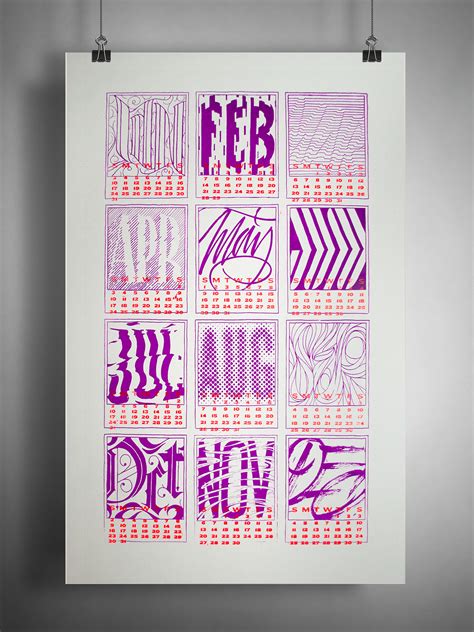 2016 Typographic And Lettering Calendar On Behance