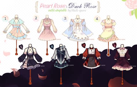 Closed Pearl And Dark Rose Outfit Adoptable 15 By Black Quose On Deviantart
