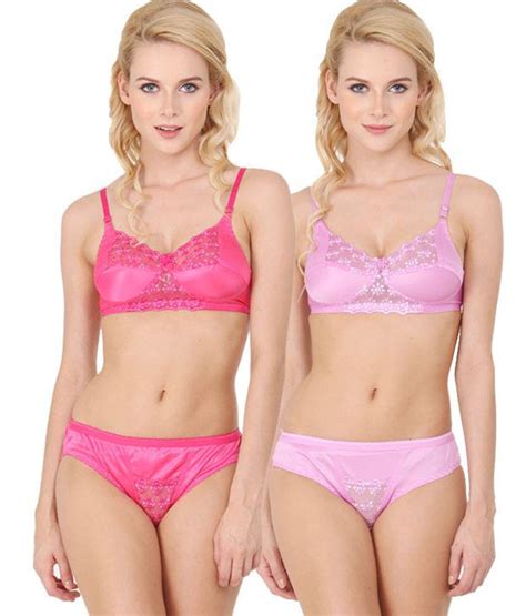 Buy Urbaano Pink Satin Bra And Panty Sets Online At Best Prices In India Snapdeal