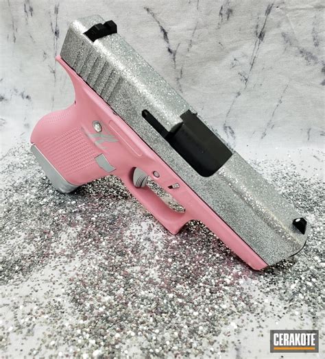 Pink And Glittered Glock 43 Cerakoted Using Bazooka Pink And Satin