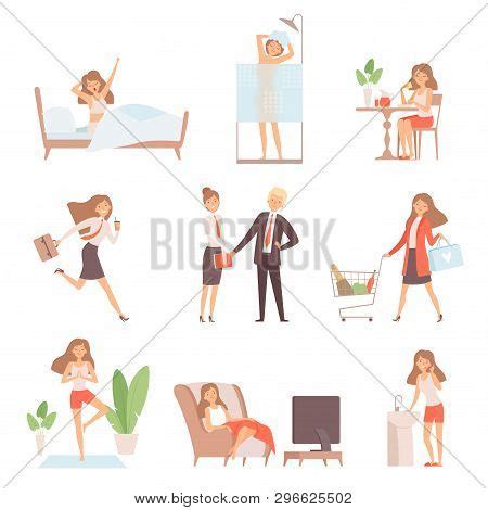 Woman Daily Routine Vector Photo Free Trial Bigstock