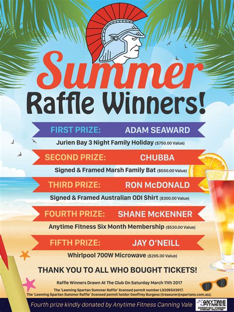 Summer Raffle Winners Flyer 2017 2 Leeming Spartan Cricket Club
