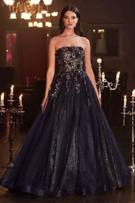 Strapless Glitter Ball Gown By Cinderella Divine Cd955 Abc Fashion