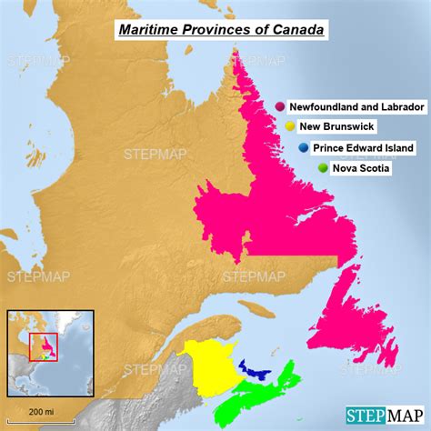 Stepmap Maritime Provinces Of Canada Landkarte Für Canada