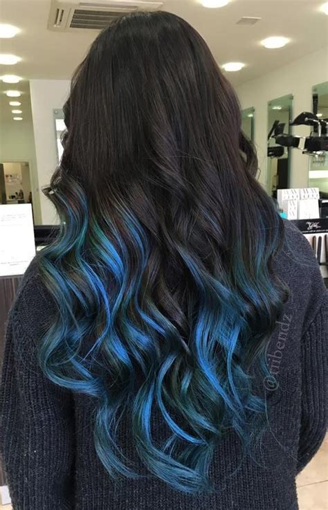Mermaid Blue Balayage Blue Tips Hair Blue Hair Highlights Blue