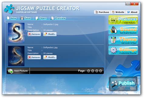 Create your own jigsaw puzzle games in 3 steps. Download Jigsaw Puzzle Creator 3.4 Build 20