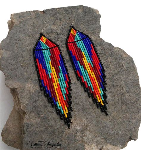 Huichol Earrings Indian Earrings Native American Beaded Etsy Beaded