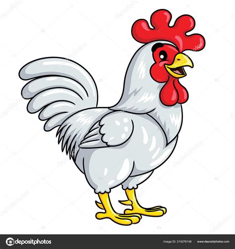 Illustration Cute Cartoon White Rooster Stock Vector Image By