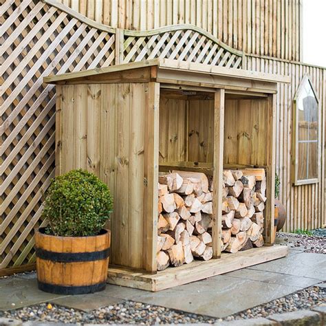 Superior Treated Outdoor Wooden Log Store The Garden Village Cuckooland