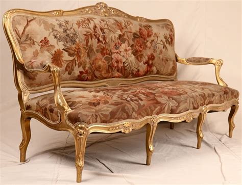 19th Century Antique French Louis Xv Aubusson Sofa Settee Canapé
