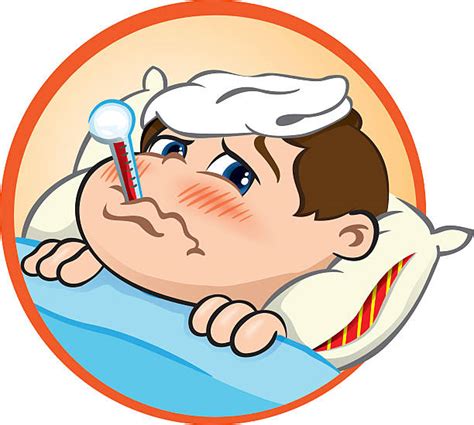 Cartoon Of A Sick Person In Bed Illustrations Royalty Free Vector