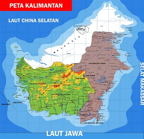 Peta Kalimantan Lengkap 5 Provinsi Sejarah Nasional Dan Dunia