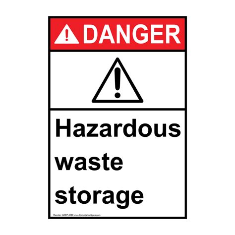 Ansi Danger Hazardous Waste Storage Sign Ade Hazardous Material