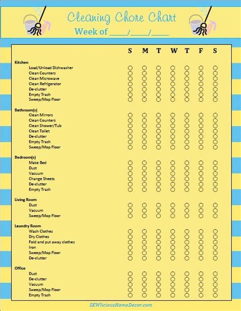 Dailyweekly Cleaning Chore Chart Free Printable Tip Junkie