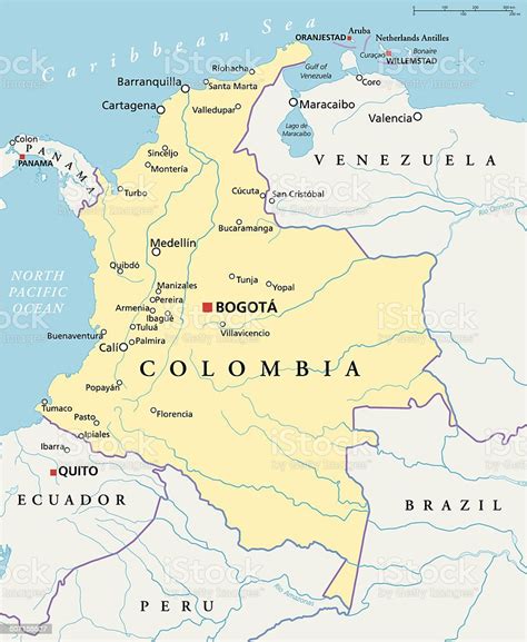 Kolumbia Mapa Polityczna Stockowe Grafiki Wektorowe I Więcej Obrazów