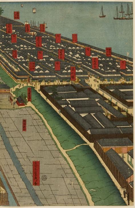 Utagawa Sadahide Detailed Print Of Yokohama Hon Chô And The Miyozaki