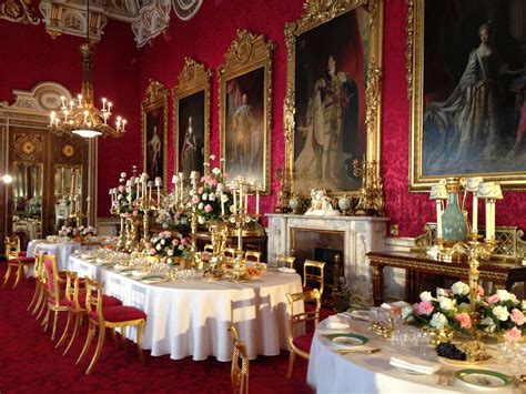 The State Dining Room Buckingham Palace Crimson Silk Damask In An