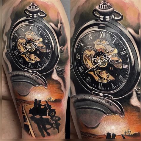 Clock Tattoo Art By Marco Klose Pocket Watch Tattoos Clock Tattoo
