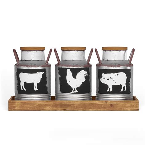 Barnyard Designs Decorative Galvanized Metal Jars With Rustic Handles