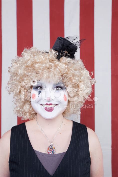 Bizarre Circus Sideshow Female Clown Blonde Stock Photo Royalty Free
