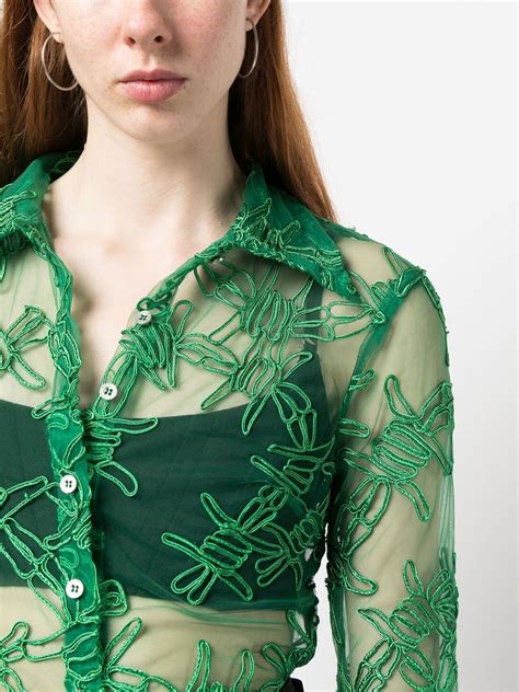 House Of Sunny Embroidered Sheer Shirt Farfetch
