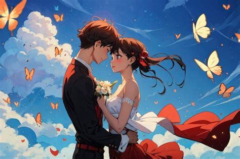 Premium Ai Image Anime Couple Having Romance Cinematic Way And