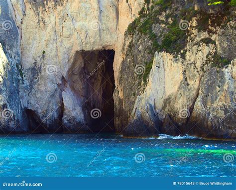 Blue Sea Cave Zakynthos Greece Stock Image Image Of Caves Greece