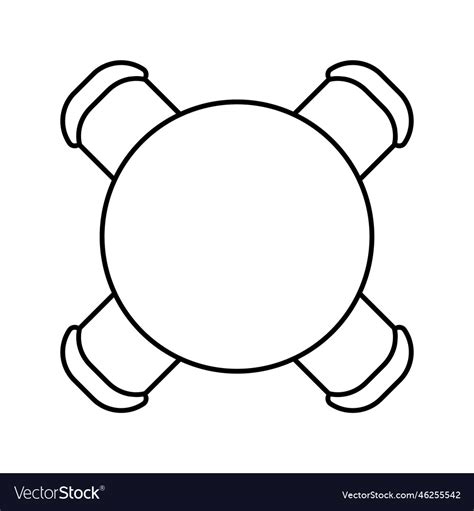 Round Table Chair Top View Line Icon Royalty Free Vector