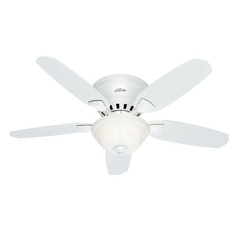 Medium rooms (up to 12 x 14) blade span: Hunter Louden 46-in White Flush Mount Indoor Ceiling Fan ...