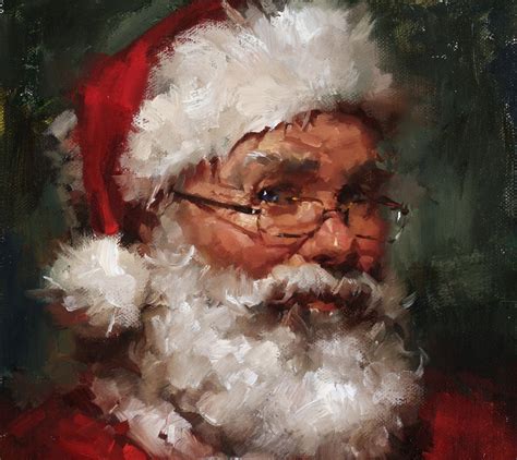 Original Oil Portrait Santa Claus On Linen Canvas Panel 8x10