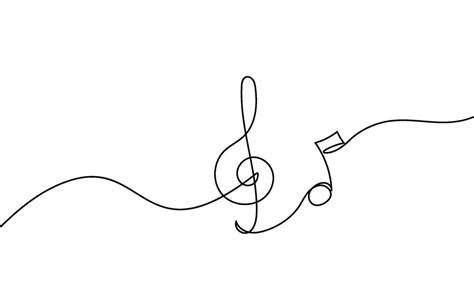 Continuous Music Line Art Note Vector Sketch Illustration Abstract