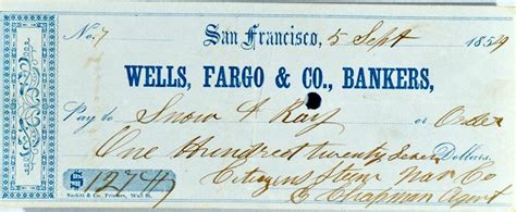 We did not find results for: San Francisco,CA - Septmember 5, 1854 - Wells Fargo Check