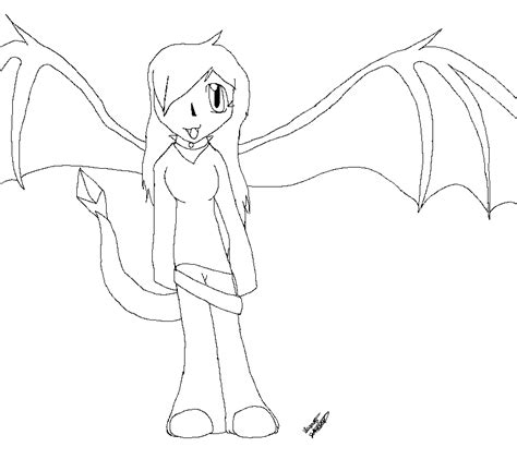 Anime Dragon Girl No Color By Fairyfoxes Fan On Deviantart