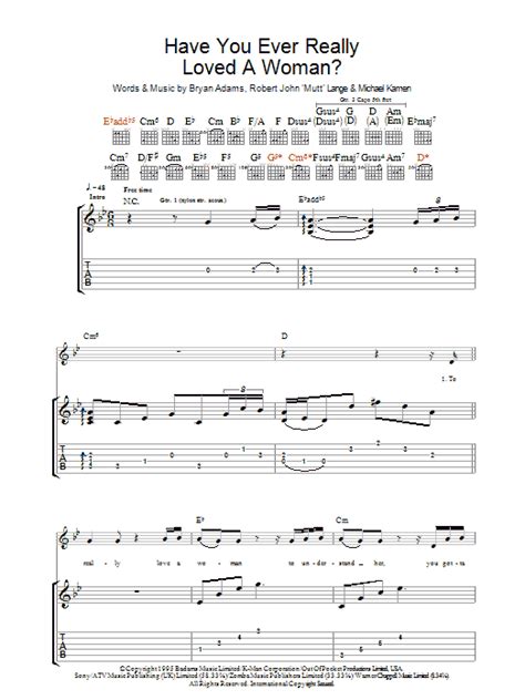 have you ever really loved a woman by bryan adams guitar tab guitar instructor