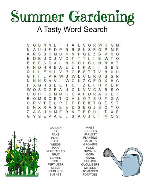 Summer Gardening Game Puzzle Set Of 3 Crossword Word Search Maze