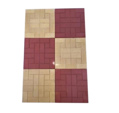 Cement Redyellow Color Coated Chequered Tile Thickness 15 Mm Size